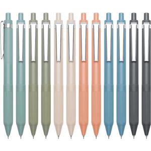 2 x Linbsunne Gel Pens Black Ink Pens for Office 0.5mm Fine Point Pens Smooth Writing Retractable Work Pen (Metal clip-12 pcs)