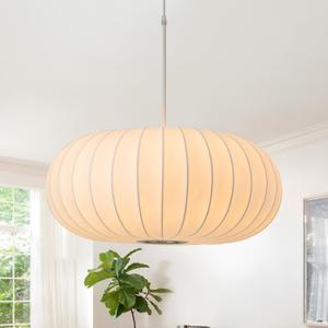 Lantern Pendant Lights Japanese Chandelier for Living Room White Drum Chandelier Large Wabi Sabi Pendant Light Fixtures for Dining Room Kitchen Island