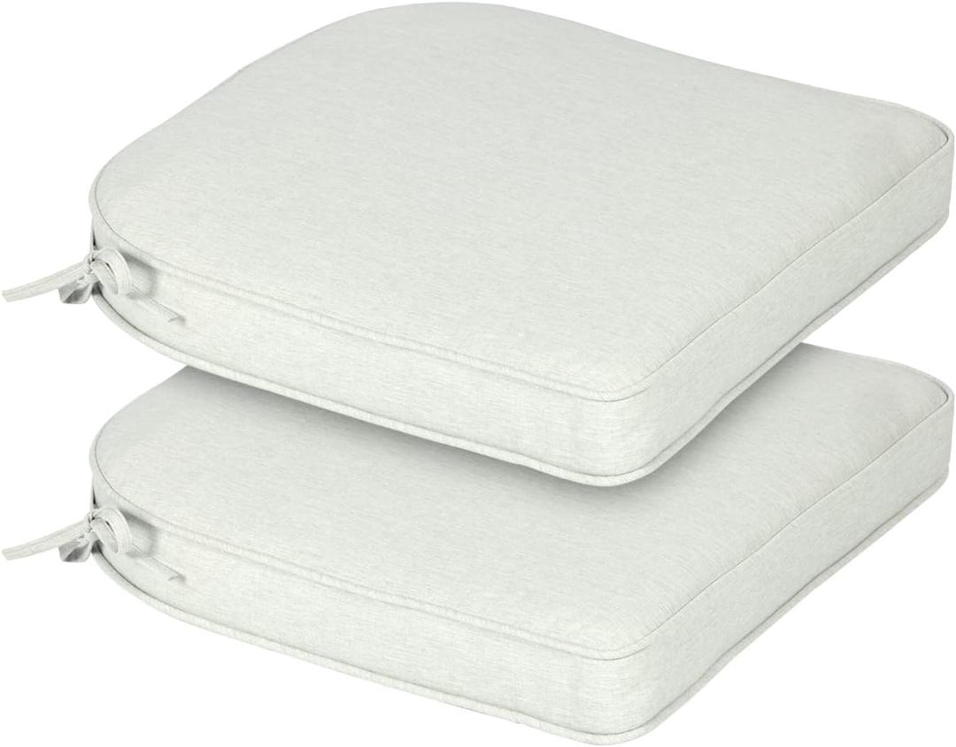 BPS 20 x 19 Inch Outdoor Chair Cushion Set of 2, Fade-Resistant and Water-Resistant Solution-Dyed Polyester Fabric Patio Chair Cushions with Straps for Outdoor/Indoor Dining Chairs