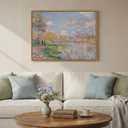 Framed Claude Monet Landscape Canvas Wall Art, Large Impressionist Artwork for Walls, Blue Scenery Classic Aesthetic Prints Paintings for Living Room Farmhouse Bedroom Wall Decor 32x24 Inch