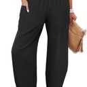 ANRABESS Womens Wide Leg Palazzo Capri Pants 2025 Summer Casual Loose High Waisted Lounge Flowy Cropped Beach Work Trousers (Small, Black)