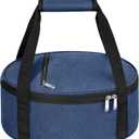 Round Insulated Casserole Carrier, Pie Carrier Bag, Portable Casserole Carrier for Hot or Cold Food Lunch Tote Warmer or Cooler Bag, Lunch Bag for Parties Picnic, Fits 12.5" Baking Dish, Navy Blue (Single)