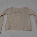 CHYRII Women's Cutout Long Sleeve Knitted Ribbed Pullover Sweater Jumper Tops (Large, Apricot)