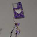 Changjia for Samsung Galaxy S26 Ultra Glitter Bling Case,Cute 3D Sparkle Heart Makeup Mirror Crystal Rhinestone Flower Diamond Gems with Lanyard Wrist Strap Women Girl Case for Galaxy S26 Ultra,Purple