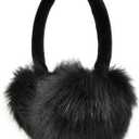 ZLYC Womens Girls Winter Fashion Adjustable Faux Fur EarMuffs Ear Warmers (Black)