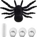 2 x Spider Scene Atmosphere Decoration, Simulated Plush Material, Hanging Black Spider Prank Toy, April Fool's or Birthday Fun Surprise Decoration and Prank Gifts(Medium Size)