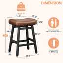 Raynesys Counter Height Bar Stools Set of 2, 24 Inch Barstools for Kitchen Counter, Kitchen Stools with Bonded Leather Saddle Seats & Heavy Duty Metal Legs, Easy Assembly, Brown/Black, 2 Pack-24"