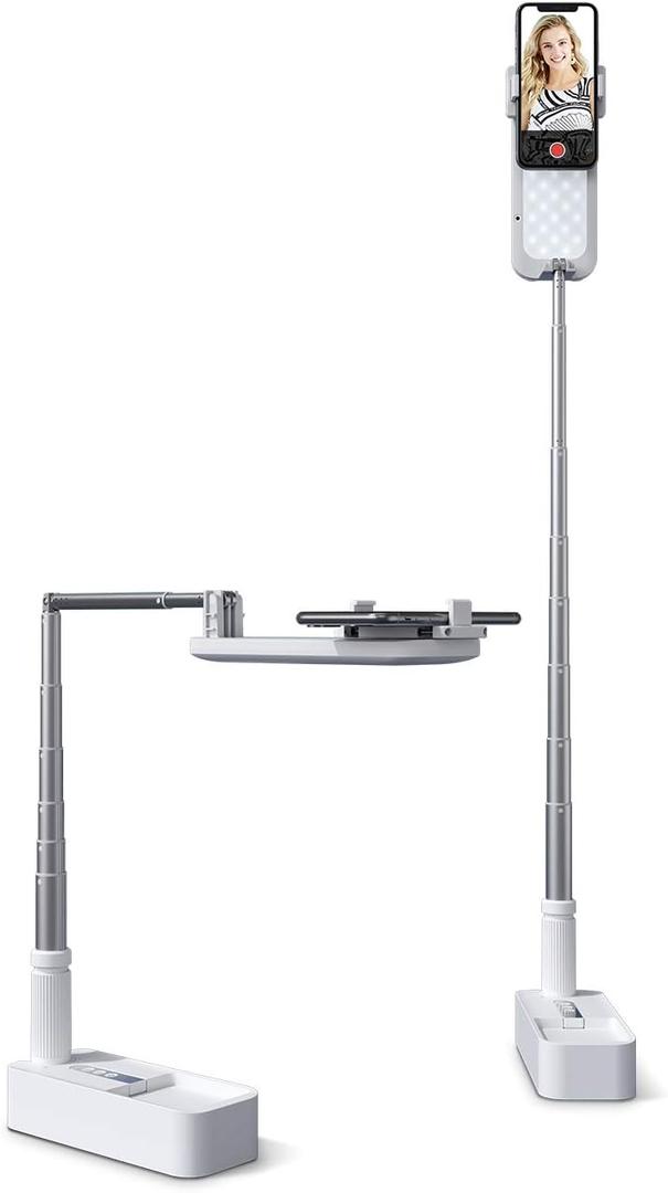 Viozon Extendable Selfie Stand 360 Rotation with Phone Holder, Rechargeable Wireless Foldable 7 Brightness LED Light for Live Streaming/YouTube/Tiktok/Video Recording/Photography/Reading (V6W)
