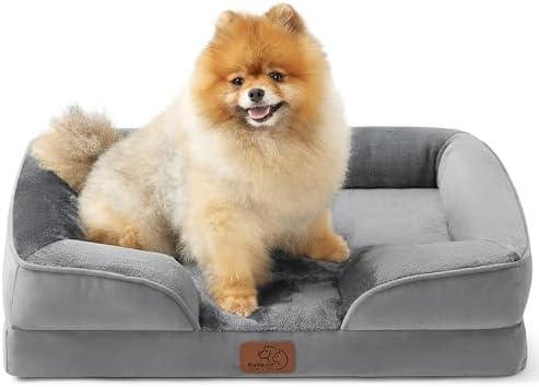 Bedsure Orthopedic Dog Beds for Small Dogs - Washable Small Dog Cat Bed Waterproof, Comfort Pet Couch Sofa with Washable Removable Cover, Pets Bed with Nonskid Bottom, Grey, 24"