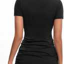 Liu & Qu Women's Maternity Classic Side Ruched T-Shirt Tops Mama Pregnancy Clothes (Black, S)