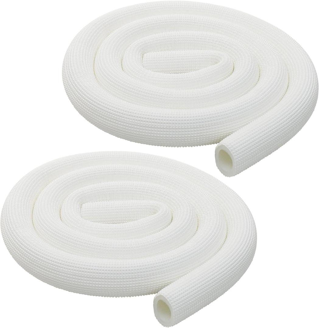 2 Pack Pipe Insulation Tubing, BESUNTEK 6ft Heat Preservation Insulated Foam Tubing Handle Grip Support, for Water Pipes, air Conditioning Pipes (0.98"  0.39", White, 2 Pack)