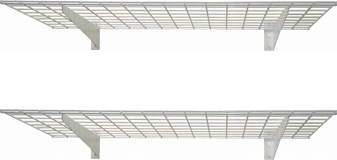 00967 2-Pack Heavy Duty Steel Garage Shelving, 45x 15 Wall Mounted Shelve,Max Shelf Load 200 Pounds, White Powder Coated