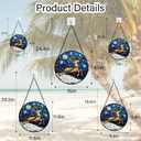 Stained Glass Window Hanging - Reindeer Blue Starry Sky Suncatcher for Doors Home Christmas Decoration Winter Sun Catcher Thanksgiving New Year Birthday Gifts for Women Men Mom Nana 6.3 in (Blue and Gold)