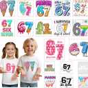 Funny Six Seven 67 Meme Iron on Transfers，18 Sheets 6 7 Theme Dtf Transfers Ready to Press，Kids 67 Ice Cream Drip Meme Patches for Tshirts Bags Hats Clothes(Holiday Gift), Funny Six Seven-18pcs