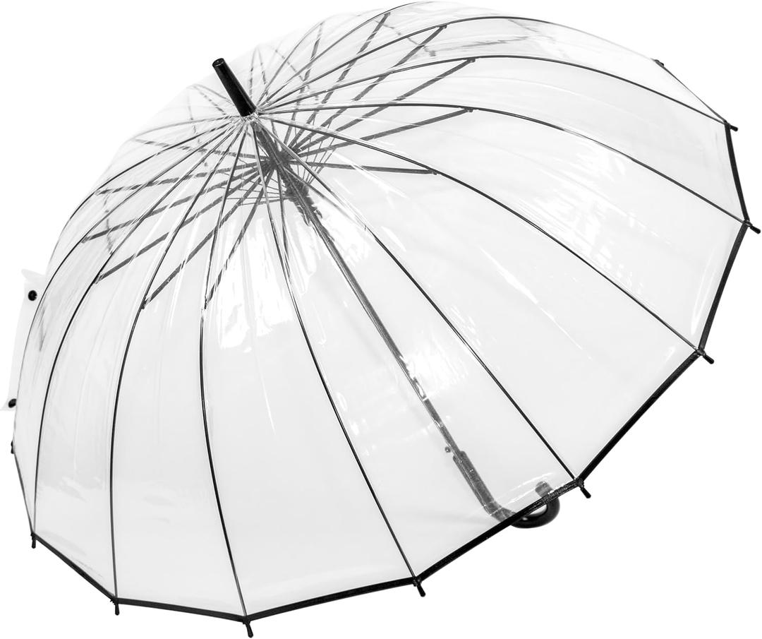 Stylish Stick Umbrella Collection, Transparent,  Automatic Opening, 47in