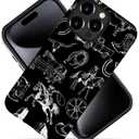 DAIZAG Case Compatible with iPhone 15 Pro,Fit Shockproof Cover for Women Girls,Cowboy Collage Horse Cow Cactus Black