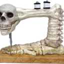 Crazy Bonez Skeleton Sewing Machine Halloween Decoration with Animated Skull, Light Up Eyes, and Sound Effects