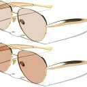 Gold Trendy Aviator Sunglasses for Women Men, Retro 2025 Metal 70s Oversized Sun Glasses
