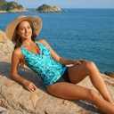 Holipick Two Piece Tankini Bathing Suits for Women Tummy Control Swimsuits Sexy V Neck Halter Tankini Top with Bikini Bottom (XL)