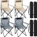 Yuntau 4 Pcs Folding Camping Chairs with Cupholder, Armrest & Carry Bags, Portable Lightweight Lawn Chair Heavy Duty Beach Chairs for Outdoor Fishing Picnic Patio Sports (Beige Brown Gray Black)