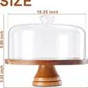 Yangbaga Glass Cake Stand with Lid,11in Wooden Rotating Cake Stand with Dome Cover, Cake Plate Display Server Tray for Birthday Kitchen Party
