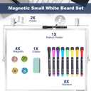 TSJ OFFICE Small White Board - 18 X 14 Inches Small Magnetic Dry Erase Board with Hooks for Wall, Desktop Whiteboard Stand 360 Degrees Revolving Double Sided for Office, Home, School, Silver