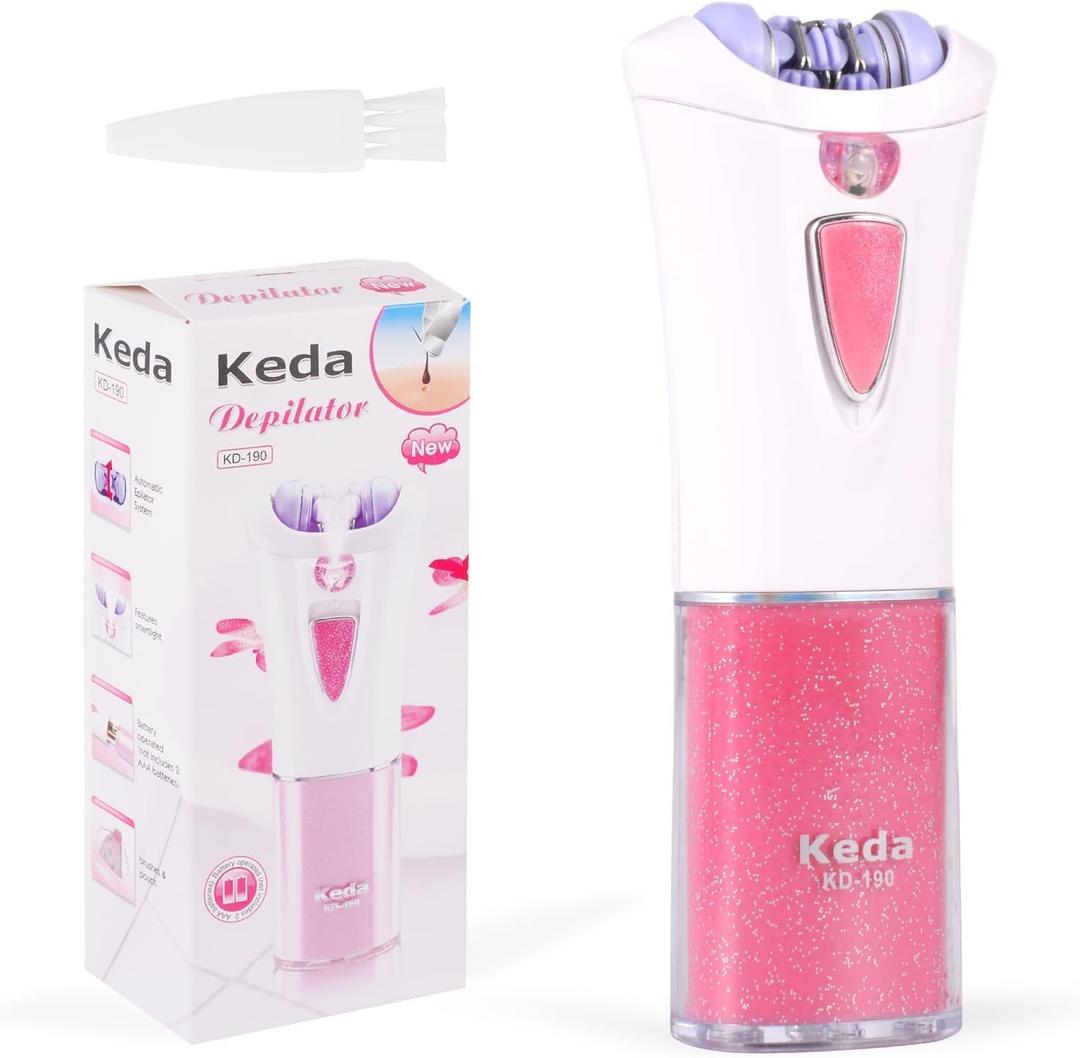 Epilator for Women, Facial & Body Hair Removal, Multi-Functional, Cordless, Pink, Includes Manual, Storage Bag, Clean Brush