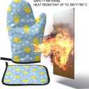 2 x Perinsto Cute Rubber Ducks Oven Mitts & Pot Holders Kitchen Set Heat Resistant Cartoon Duckling Decorative Cooking Gloves Microwave Oven Gloves for Baking Grilling BBQ (Set of 2)