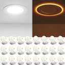 Amico 24 Pack 4 Inch 5CCT LED Recessed Ceiling Light with Night Light, 2700K/ 3000K/ 3500K/ 4000K/ 5000K Selectable Ultra-Thin Recessed Lighting, 10W=90W, 700LM, Dimmable Canless Wafer Downlight ETL&FCC