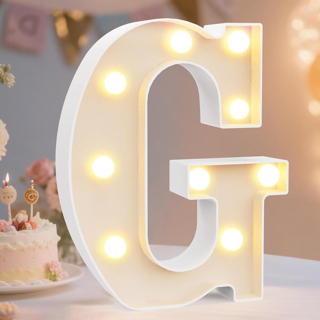 Pooqla LED Marquee Letter Lights Sign, Light Up Alphabet Letter for Home Party Wedding Decoration G (Warm White)