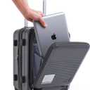 16" Underseat Luggage, Front Opening Carry On, Dark Gray