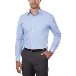 Van Heusen Mens Dress Shirt Regular Fit Poplin Solid (18" Neck 34"-35" Sleeve, Cameo Blue)