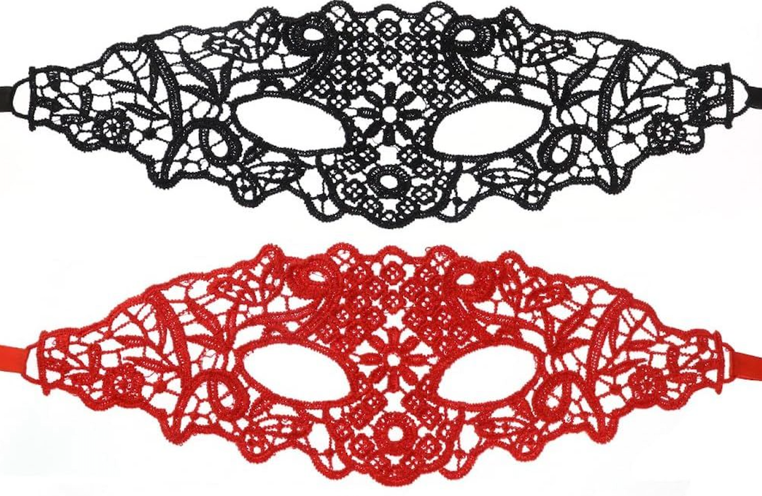 Nodg 2-Piece Women's Lace Eye Mask - Masquerade Mask for Halloween & Venetian Party