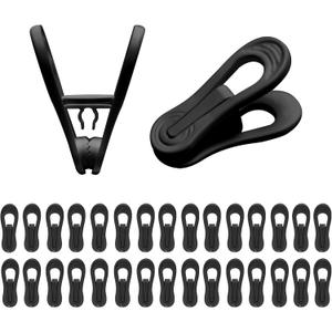 YeHeng 30 Pack Hanger Clips, 2.6 Inch Plastic Clothes Pins, Heavy Duty Hanger Clips for Skirts, Pants, for Baby Clothes Hangers, Black