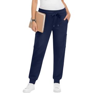 Xaatren Women's Maternity Scrub Pants with 6 Pockets Workwear Pregnancy Joggers Drawstring Over The Belly Medical Bottoms, Small