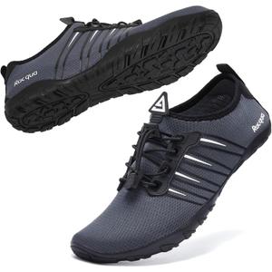 Racqua Diving Water Shoes Quick Dry Barefoot Beach Aqua Sport Swim Surf Pool for Men Women Grey 13 Women/12 Men