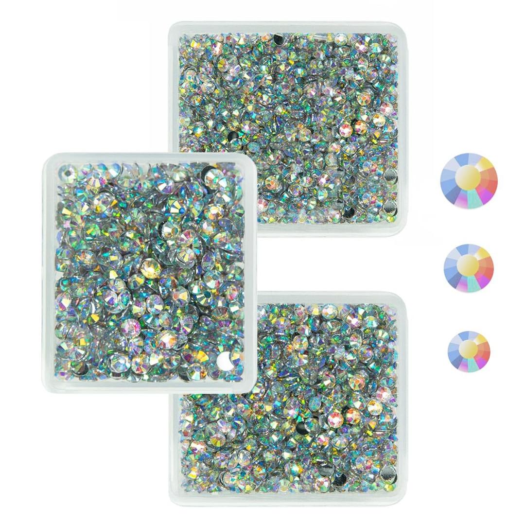 AB Crystal Resin Rhinestones for Crafting 3mm 4mm 5mm Crystal White AB Flatback Stones Non-Hotfix Diamonds Crystals Gems Charms for Nails Face Eyes Makeup Body Tumblers Bottles DIY Crafts Shoes, White Ab, Crystal Ab