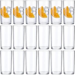 Gerrii 18 Pcs Clear Plastic Tumblers Drinking Cups Reusable Unbreakable Juice Acrylic Glasses Dishwasher Safe Plastic Glasses for Adults Picnic Party Kitchen (10 oz,Vintage)