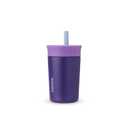 Owala Kids Insulation Stainless Steel Tumbler with Spill Resistant Flexible Straw, Easy to Clean, Kids Water Bottle, Great for Travel, Dishwasher Safe, 12 Oz, Purple (Peacock Palace)