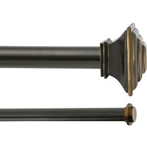 Kenney KN85064 Mission Step Square End Standard Decorative Window Double Curtain Rod, 66-120" Adjustable Length, Oil Rubbed Bronze Finish, 1" Diameter Steel Tube