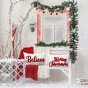 Jetec Set of 2 Christmas Throw Pillow Covers 12x20 Inch Merry Christmas Believe Embroidery Pillow Covers Farmhouse Throw Cushion Case for Home Living Room Bedroom Holiday Parties and Gifts