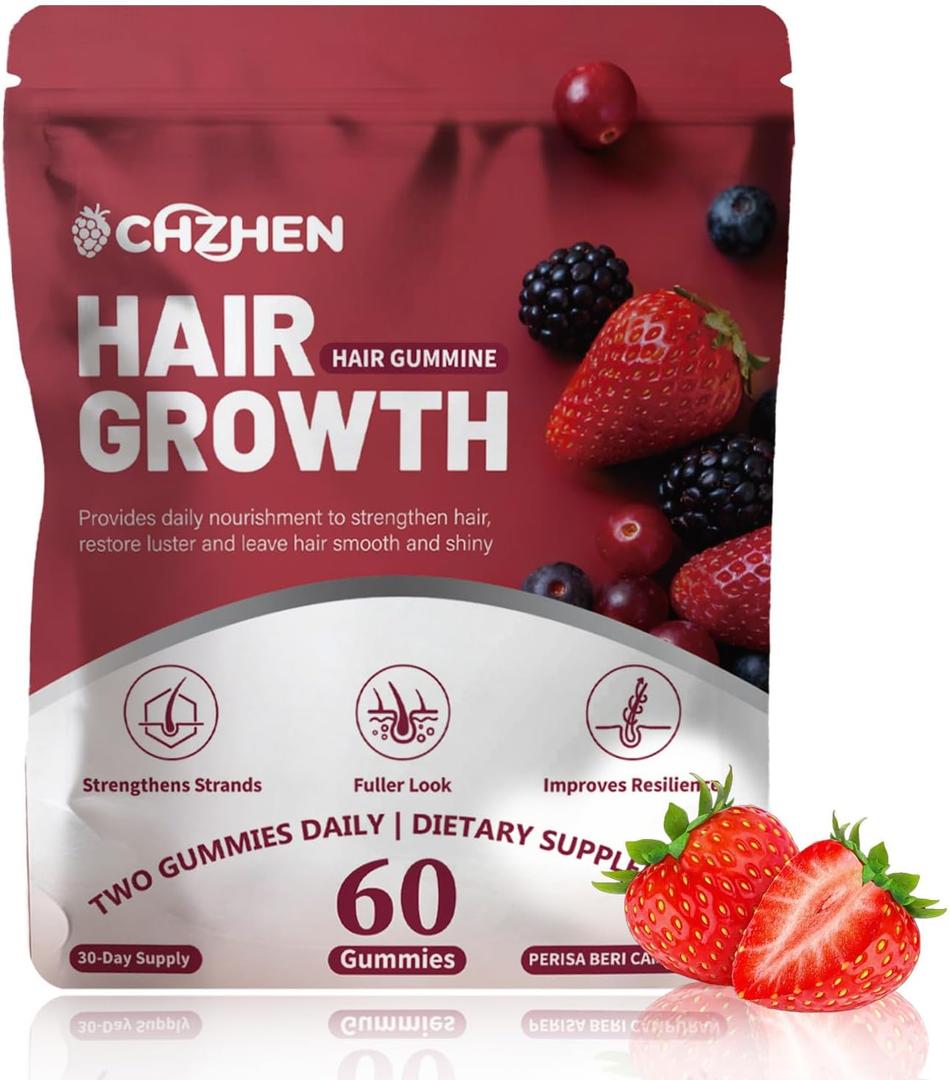 MAYLOR Hair Growth Gummies with Biotin and Collagen - Berry Flavor, Daily Nutritional Supplement - Non-GMO, 60 Gummies (1)