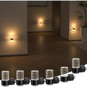 VOLISUN LED Night Lights Plug into Wall, Dimmable Night Light 3 CCT & 5 Brightness Levels, Acrylic Bubble Nightlight with Dusk to Dawn Sensor for Hallway, Bathroom, Stair, Nursery Black 6 Pack