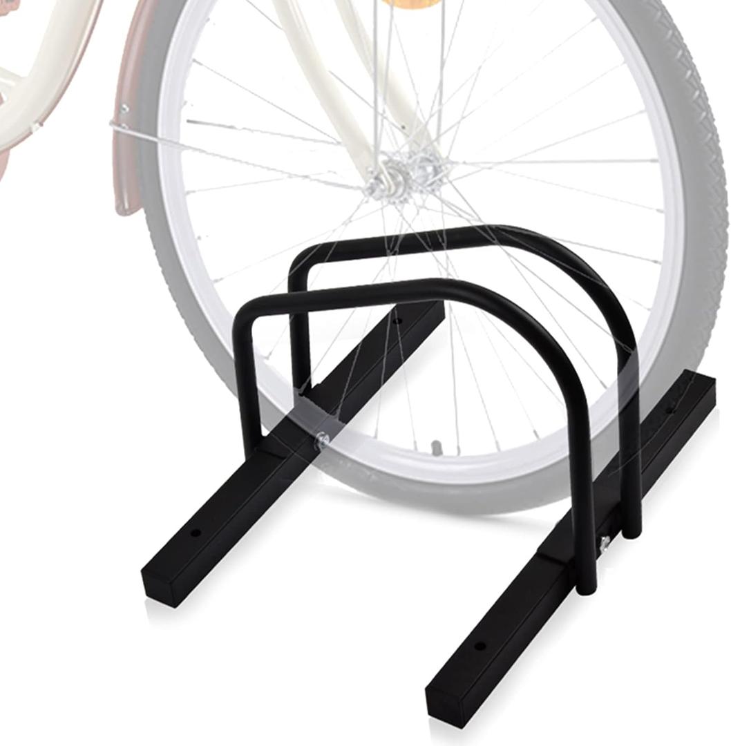 Bike Floor Stand, Steel Bike Parking Rack for 1 Bike, 22-28" Wheels, Max. Tire Width 2.1", Black