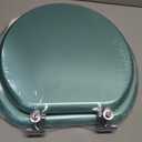 Round Toilet Seat Wood Toilet Seat Prevent Shifting with Zinc Alloy Hinges American Standard Size Toilet Seat Easy to Install also Easy to Clean(Round,Sparkling Turquoise)