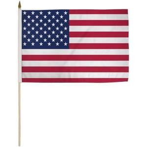 American Flag On Stick Independence Day Flags Bandera Para USA Handheld Outdoor Table Decor Auto Accessories Decorations For 4th Of July Memorial 911 USA Poster Sign Gift For Him Patriotic Decor, 18"L x 12"W