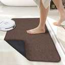 Bosap Bath Mat,Ultra Thin Bathroom Rugs,Rubber Bath Mats for Bathroom,No Slip Bath Rugs,Quick Dry,Machine Washable,Low Pile,Absorbent,Shower Outside,Sink,Home Decor Accessories.Brown,2'x3'(24x36inch)
