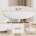 Homleke 16" Round Side Tables Set of 2, Solid Wood Pillar with Wood Top & Base, Small Drink Accent Table for Living Room, Bedroom, Sofa & Office, Easy Assembly, White