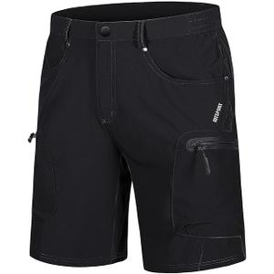 TACVASEN Men's Hiking Cargo Shorts 10" with Zipper Pockets Quick Dry Casual Stretch Golf Work Short Outdoor Summer (34, Black)