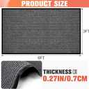 MYFAMIREA Commercial Floor Mat 3' x 6' Extra Large Front Door Industrial Rug Heavy Duty Brush Step Entrance Mat Weather Utility Rug with Non Slip Rubber Backing Low Profile for Entryway, Charcoal Grey